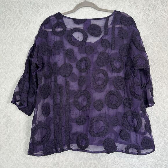 Miriam Carter Feltmaker Sheer Top Women Medium Purple Wool Art to Wear Lagenlook - Picture 6 of 10